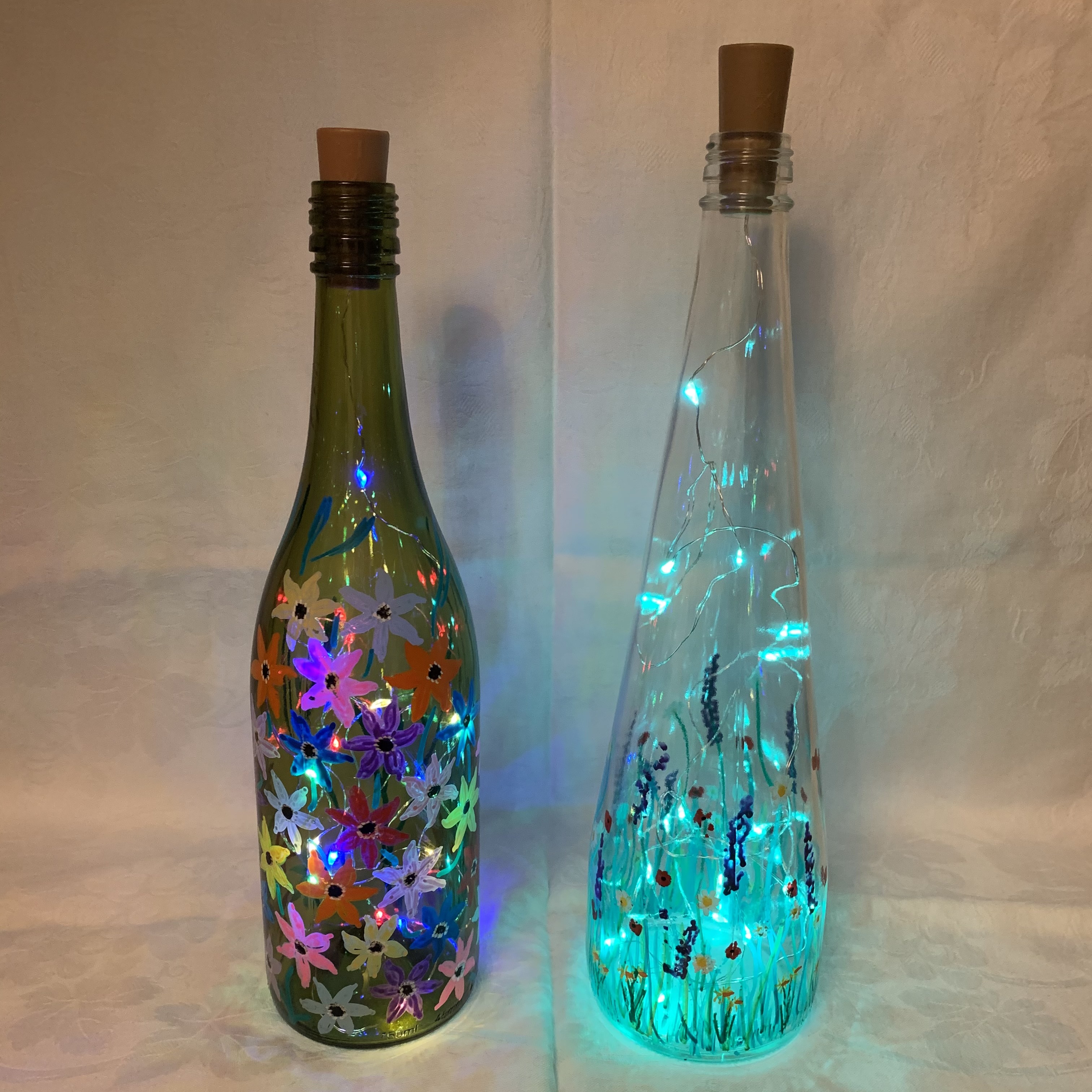 Bottle Hand Painted Flowers1 A £7 each