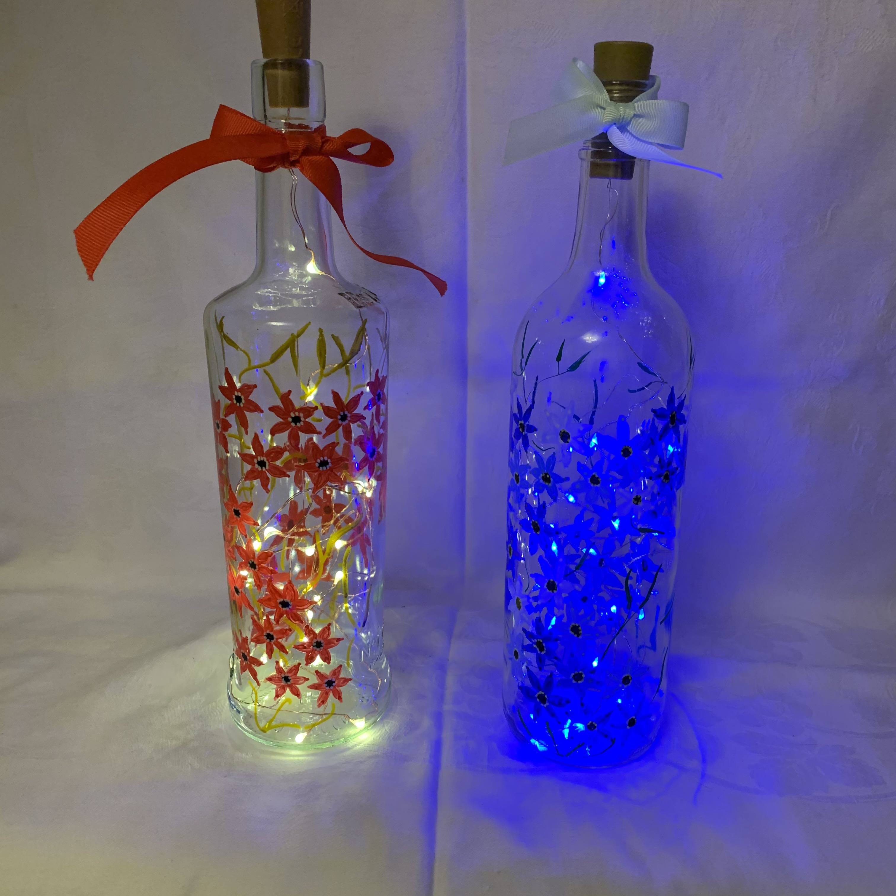 Bottle Hand Painted Flowers3 A £7 each