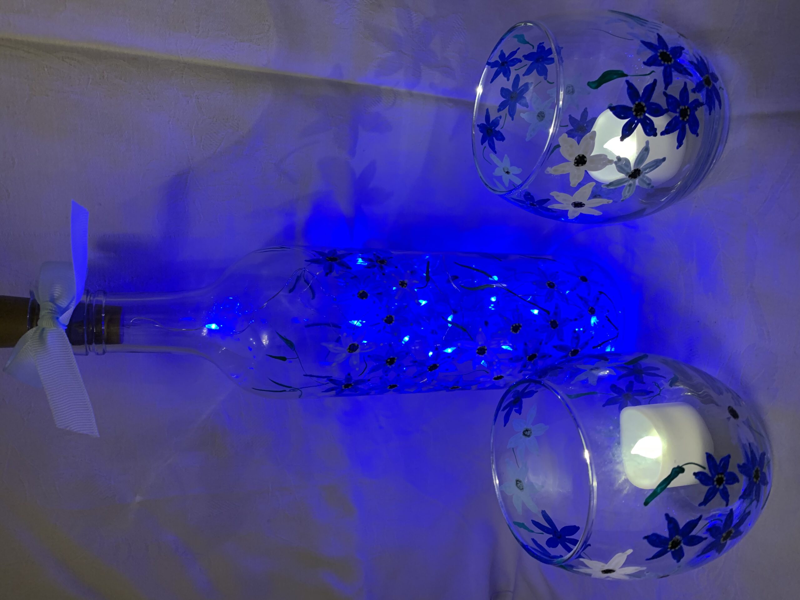 Hand Painted Blue Flowers