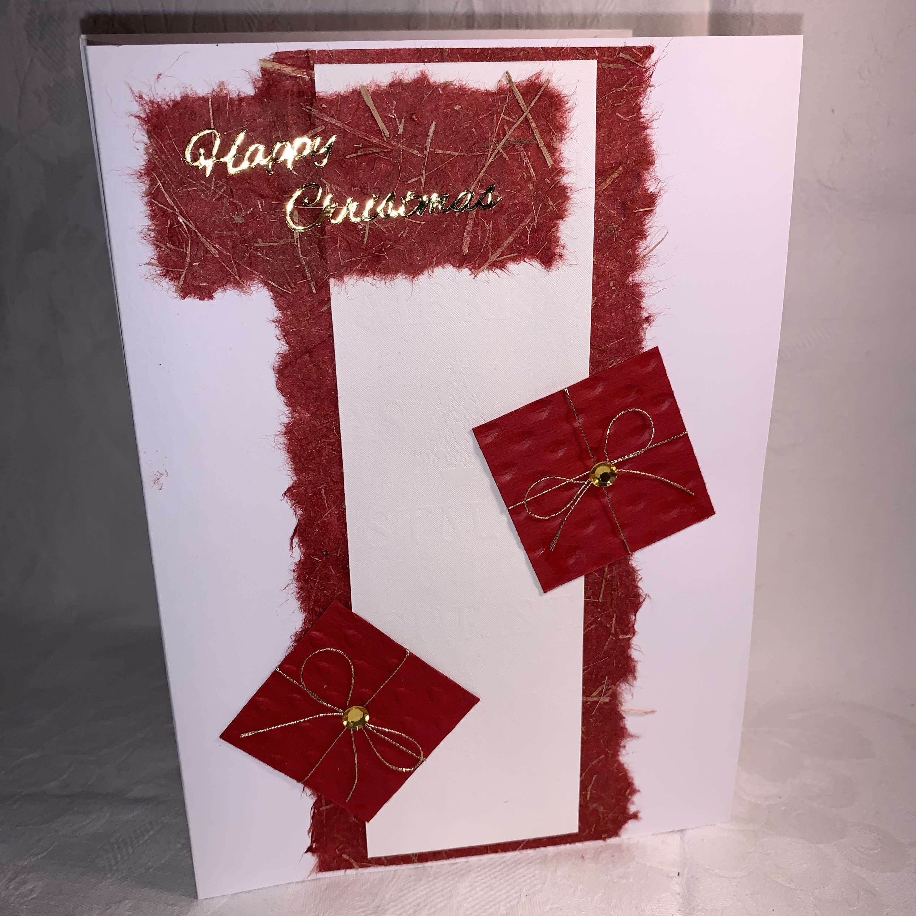 Cards Christmas 7×5 White Red Presents