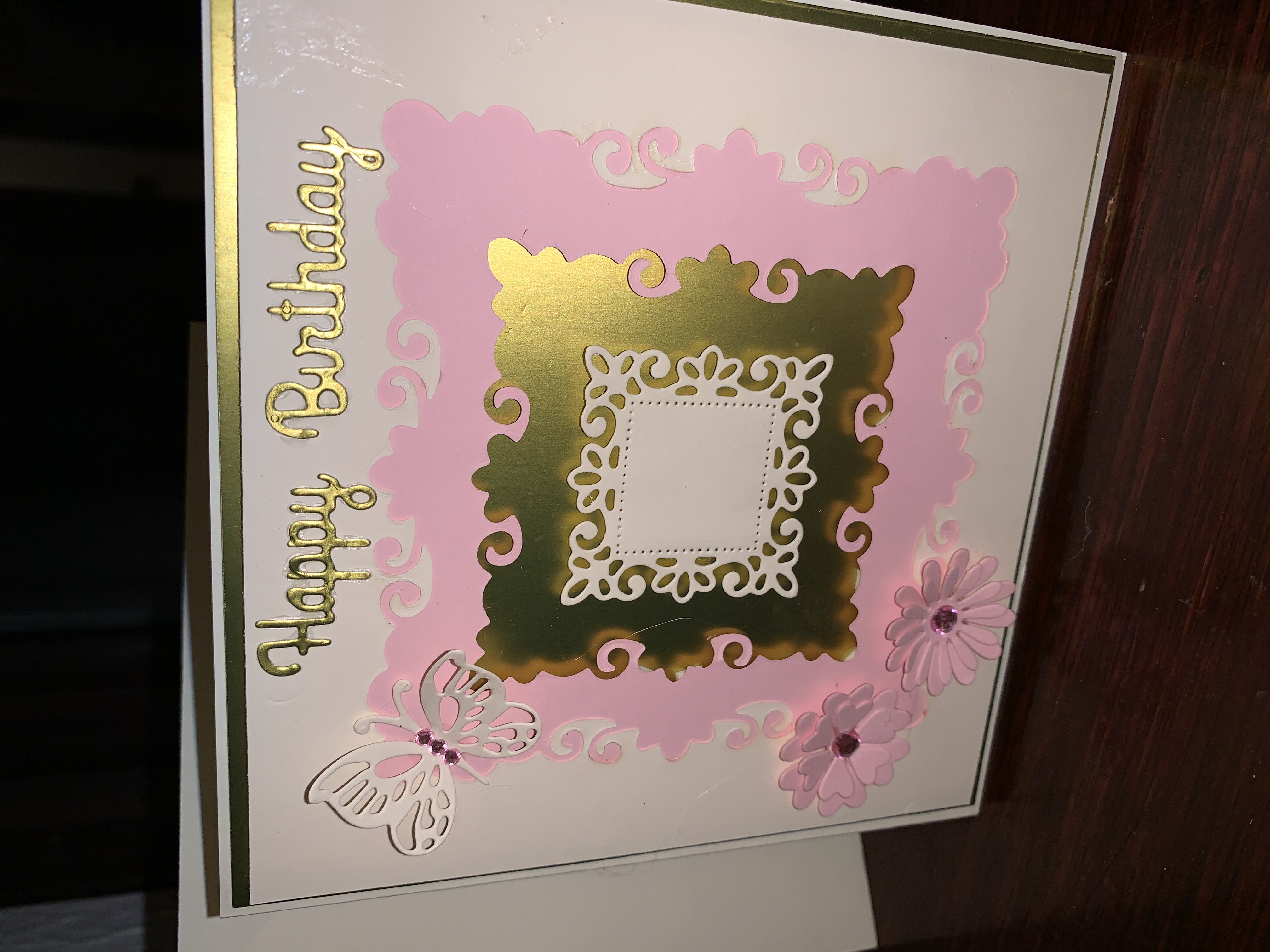 Birthday Card Gold and Pink Age Space 2 Birthday Card Gold and Pink Age Space 2